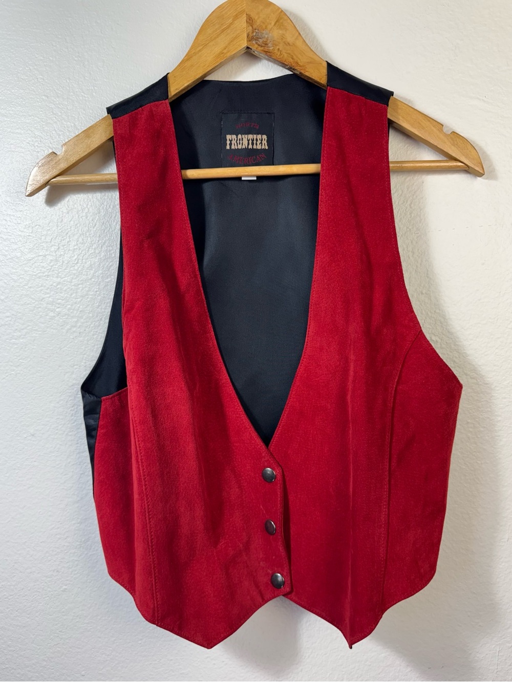 North American Frontier Red Genuine Leather Western Vest L